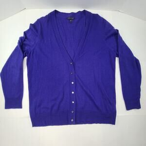 Eileen Fisher Women's XL V-Neck Cardigan Sweater Purple 40% Merino Wool, Cotton